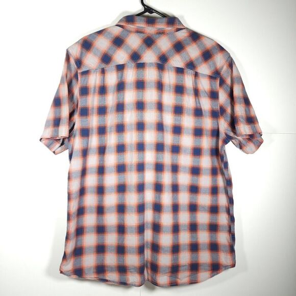 The North Face Men's XL Orange Multi Cotton Plaid Short sleeve Button Up Shirt - Picture 5 of 8